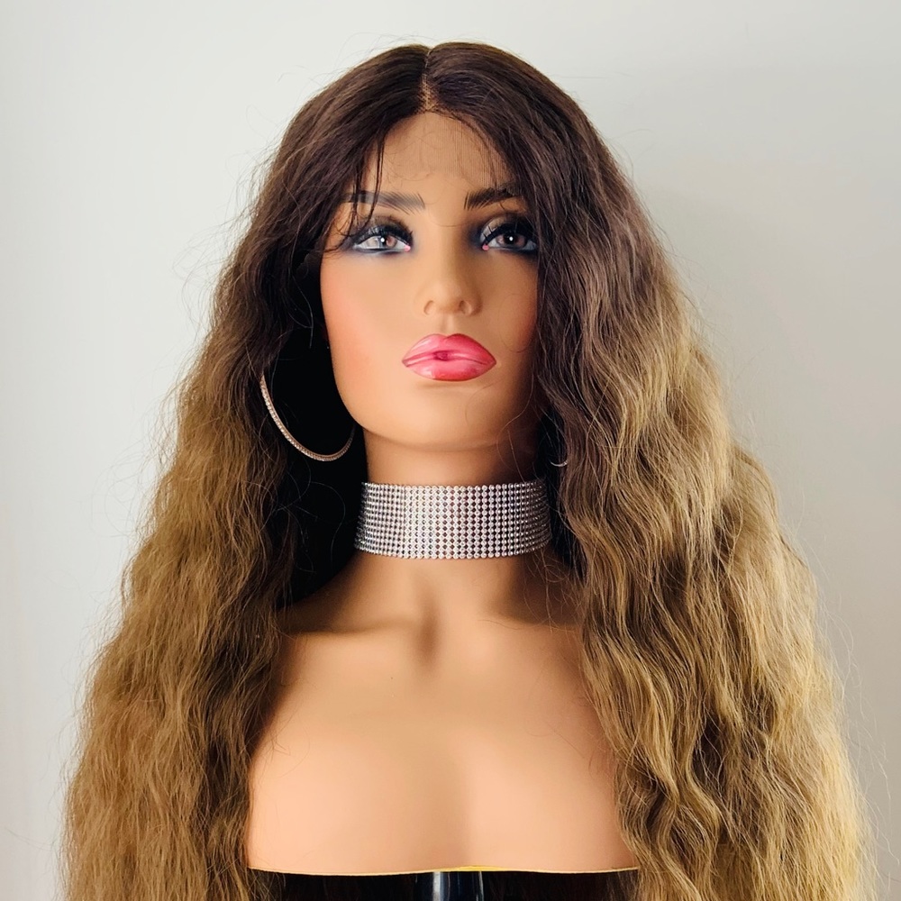 Very Pretty Long Ombre Brown Premium Fiber Lace Front Wig for Events/Cosplay…🙌